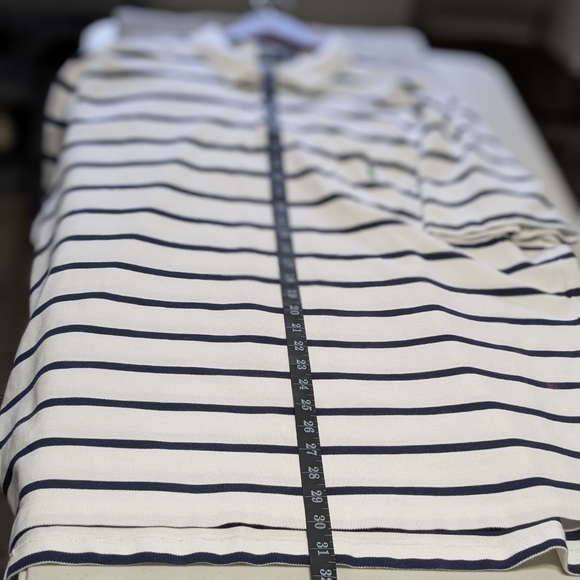 Polo short sleeve striped blue cotton shirt, pocket, XXL 2XL - Picture 7 of 8